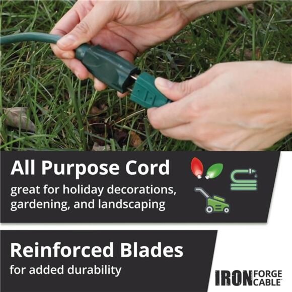 5 Pack Outdoor Extension Cord 10 ft, 16/3 SJTW Weatherproof Green Extension Cord - Picture 6 of 7